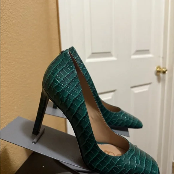 Sam Edelman Beth Croc Leather Pumps in Green Size 8.5 Pre owned. - Picture 2 of 4